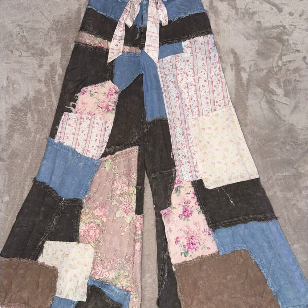 Patchwork Wide-Leg Pants - image 1